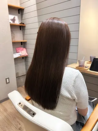 セミロング ハラちゃんカット✂︎ 透明感🩵ケアカラーのヘアスタイル