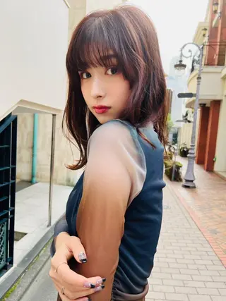 セミロング カラー MUSASHI ブリーチカラー◎のヘアスタイル