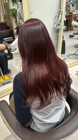 ロング 縮毛矯正/ブリーチ 無しWカラーのヘアスタイル