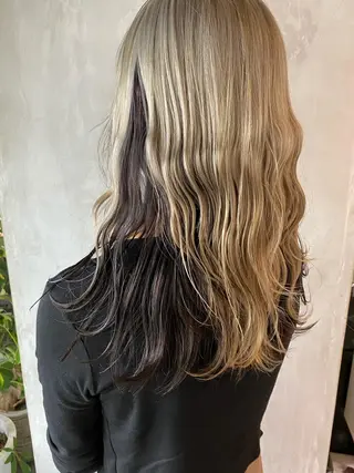 ロング カラー ヘアアレンジ 切りっぱなしボブ/ デザインカラー店長のヘアスタイル
