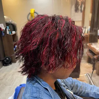 ミディアム カラー パーマ メンズ 樽川翔/フェザーパー マ/シャドウパーマのヘアスタイル