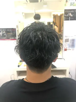 ショート パーマ メンズ 髪質改善× ハイライト溝江のヘアスタイル