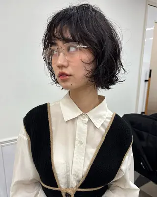 ミディアム パーマ ショート/ボブ/ パーマ/柏原良亮のヘアスタイル