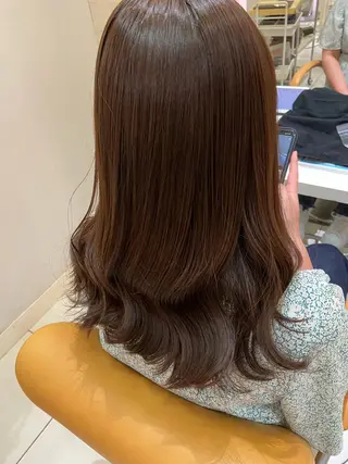 セミロング 新宿/韓国ヘア 中明度カラー/かやのヘアスタイル