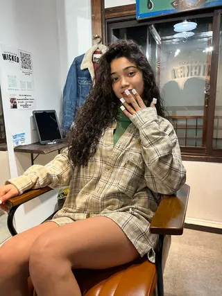 ロング パーマ 東風上 亮介のヘアスタイル