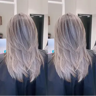 ロング カラー オフホワイトアンドなんば所属・福西 洋斗のヘアスタイル