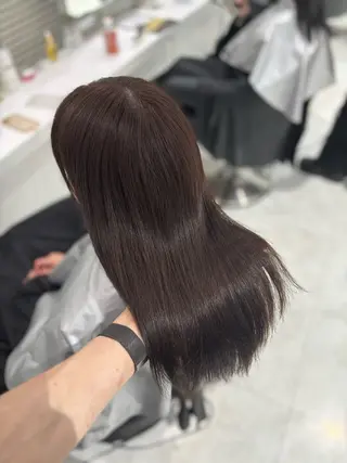 ロング カラー ブリーチなし透明感 ×縮毛矯正🤍ユウのヘアスタイル