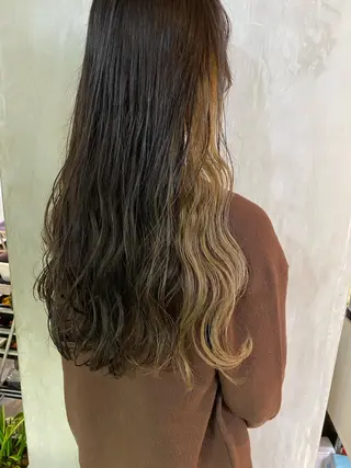 ロング カラー ヘアアレンジ 切りっぱなしボブ/ デザインカラー店長のヘアスタイル