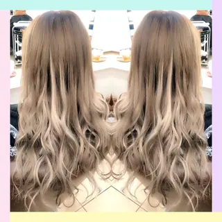 ロング カラー れん/ハイトーン /エクステ/韓国風のヘアスタイル