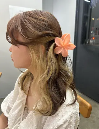 セミロング カラー ROCCOeast Rukaのヘアスタイル