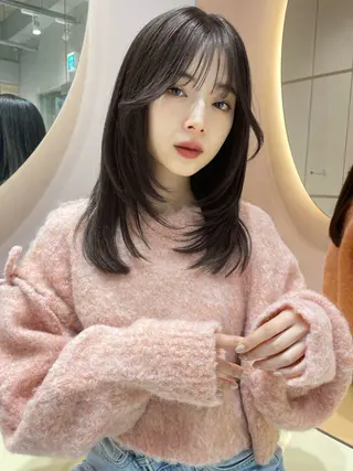 ミディアム レイヤー縮毛矯正 ささきすずね💗のヘアスタイル