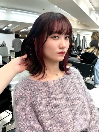 カラー 顔まわり/ボブウルフ 🤍愛唯(めい)のヘアスタイル