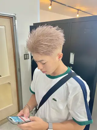 ショート カラー パーマ ヘアアレンジ メンズ eir心斎橋店所属・エビスザキレン／メン ズ／心斎橋🌳のヘアスタイル