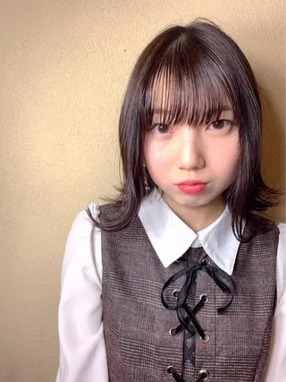 ミディアム カラー パーマ 🔶金山 前髪カット レイヤーカット🔶のヘアスタイル