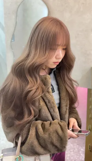 ロング カラー ダブルカラー 韓国レイヤーKYONのヘアスタイル