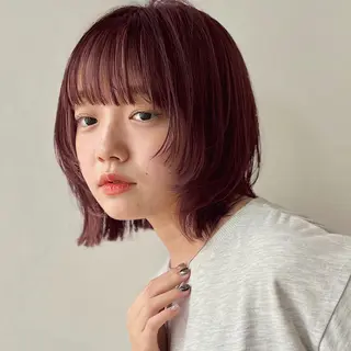 ミディアム カラー あやめ【顔まわり/レ イヤー/柔らかカラ】のヘアスタイル
