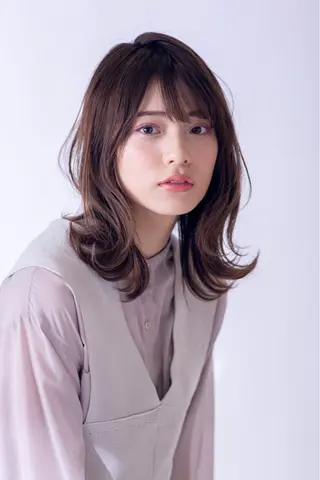 セミロング コテ巻きパーマ/韓国 パーマ/佐野のヘアスタイル