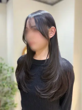 ロング 韓国ヘア顔周りカット 艶髪ベージュtamaのヘアスタイル