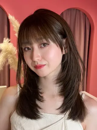 ミディアム カラー 山崎/ボブ縮毛矯正 レイヤー髪質改善のヘアスタイル