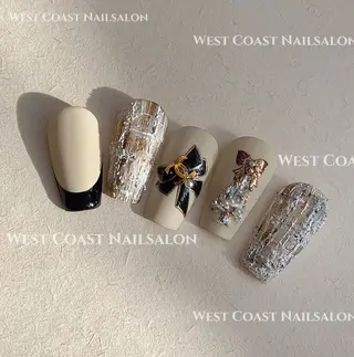 ネイル リボン、ガーリー パーツ放題専門店のネイルデザイン