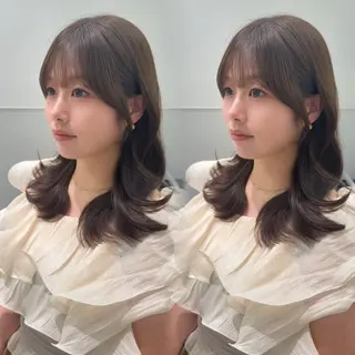 セミロング カラー 四宮 ユウカのヘアスタイル