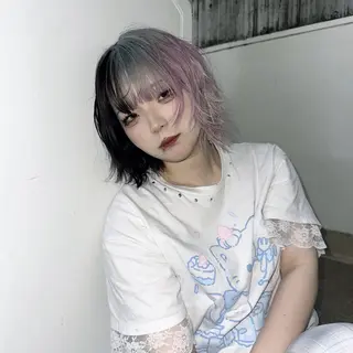 ミディアム カラー ハイトーン/ウルフ /エクステ/ましろのヘアスタイル