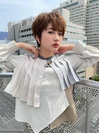 ショート カラー 縮毛/ショート/ ボブ/レイヤー/小原のヘアスタイル