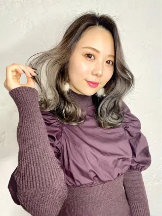 ミディアム カラー パーマ ヘアアレンジ メンズ キッズ ネイル マツエク・マツパ アイブロウ 韓国風×透明感カラー 髪質改善オタベシンヤのヘアスタイル