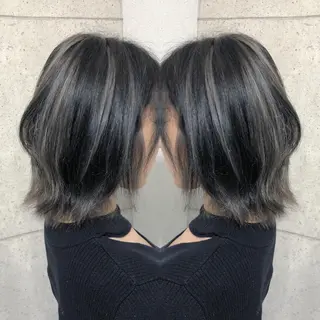 ミディアム カラー 韓国風/小顔レイヤー /艶カラーのヘアスタイル