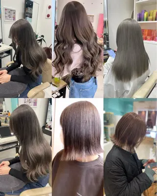 セミロング カラー ハッシュカット レイヤー池袋のヘアスタイル