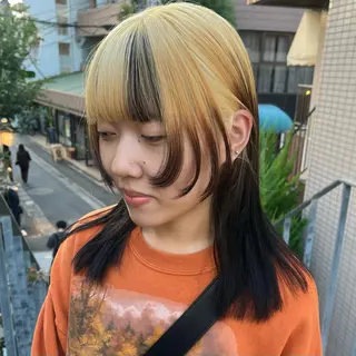 ミディアム カラー ボブハイトーン🦖 デザインMAMIのヘアスタイル