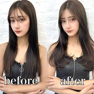 セミロング 前髪顔まわりカット 🌈中村海聖のヘアスタイル