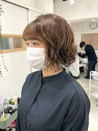 ミディアム カラー パーマ 銀座No.1髪質改善 縮毛矯正/本木のヘアスタイル