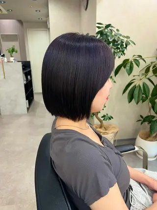 ショート カラー 艶ボブ🤎暖色カラー 縮毛矯正/メンズ💈のヘアスタイル