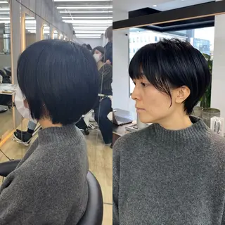 ショート パーマ ボブ縮毛矯正 韓国レイヤーRINAのヘアスタイル