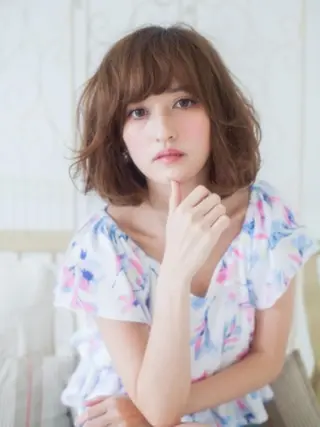 ミディアム カラー パーマ amie 高崎 【アミ】のヘアスタイル