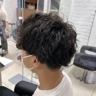 ショート パーマ メンズ 【センターパート/ マッシュ】ryokaのヘアスタイル