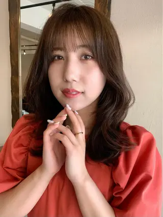 ミディアム カラー 透明感/オリーブ/ グレージュ/YUKAのヘアスタイル