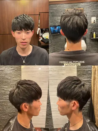 ミディアム パーマ メンズ カット指名No1漆原 聡のヘアスタイル