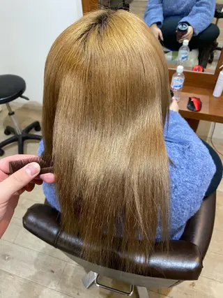 ミディアム 縮毛矯正とレイヤー カット/杉村凜汰郎のヘアスタイル