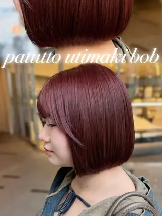 ショート たぴ。ぱつっとボブ /暖色艶カラー🍒のヘアスタイル
