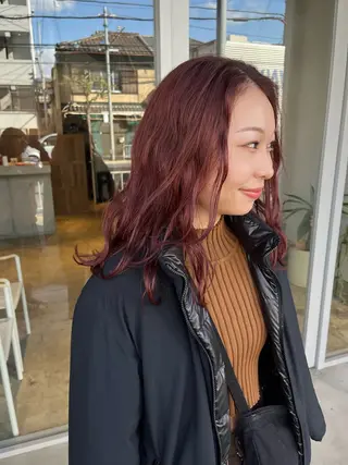 セミロング カラー 藤井 美歩/赤髪のヘアスタイル