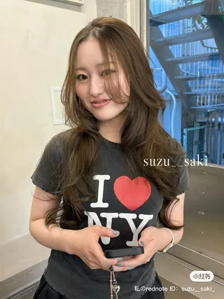 セミロング カラー レイヤー/柔色 カラー/SAkiのヘアスタイル