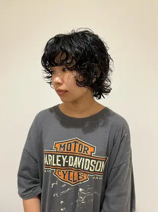 ショート パーマ メンズハイトーン/栄 /イトウタケルのヘアスタイル