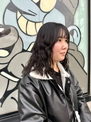 セミロング デジタルパーマ/ ウェーブパーマ/神野のヘアスタイル