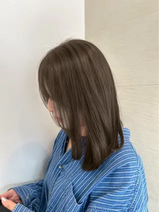 セミロング カラー オリーブ/ 透明感カラー/れいあのヘアスタイル