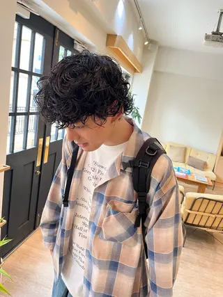 ミディアム パーマ メンズ ‪🌿パーマ大好評 メンズヘア🌿ワタルのヘアスタイル