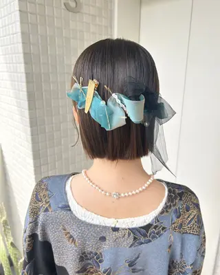 ショート ヘアアレンジ 艶カラー/縮毛矯正/ ケア/アレンジ/桜悠のヘアスタイル