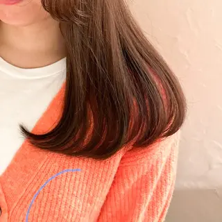 セミロング カラー ヘアアレンジ 🤎ono/ 切りっぱなしボブ🤎のヘアスタイル