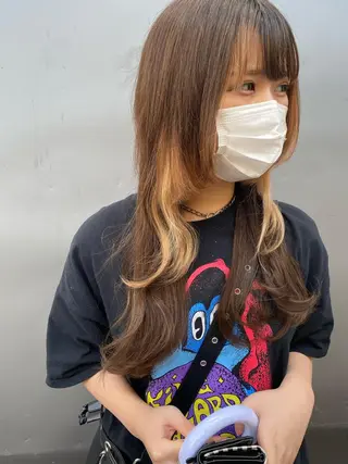 ミディアム レイヤーウルフ エクステ磯部のヘアスタイル